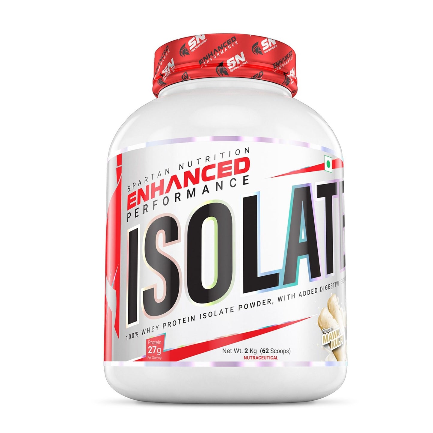 Spartan Nutrition Enhanced Performance Isolate Protein – 2 kg, Protein - 27 g, Low Calories- 117 Kcal and Zero Added Sugar