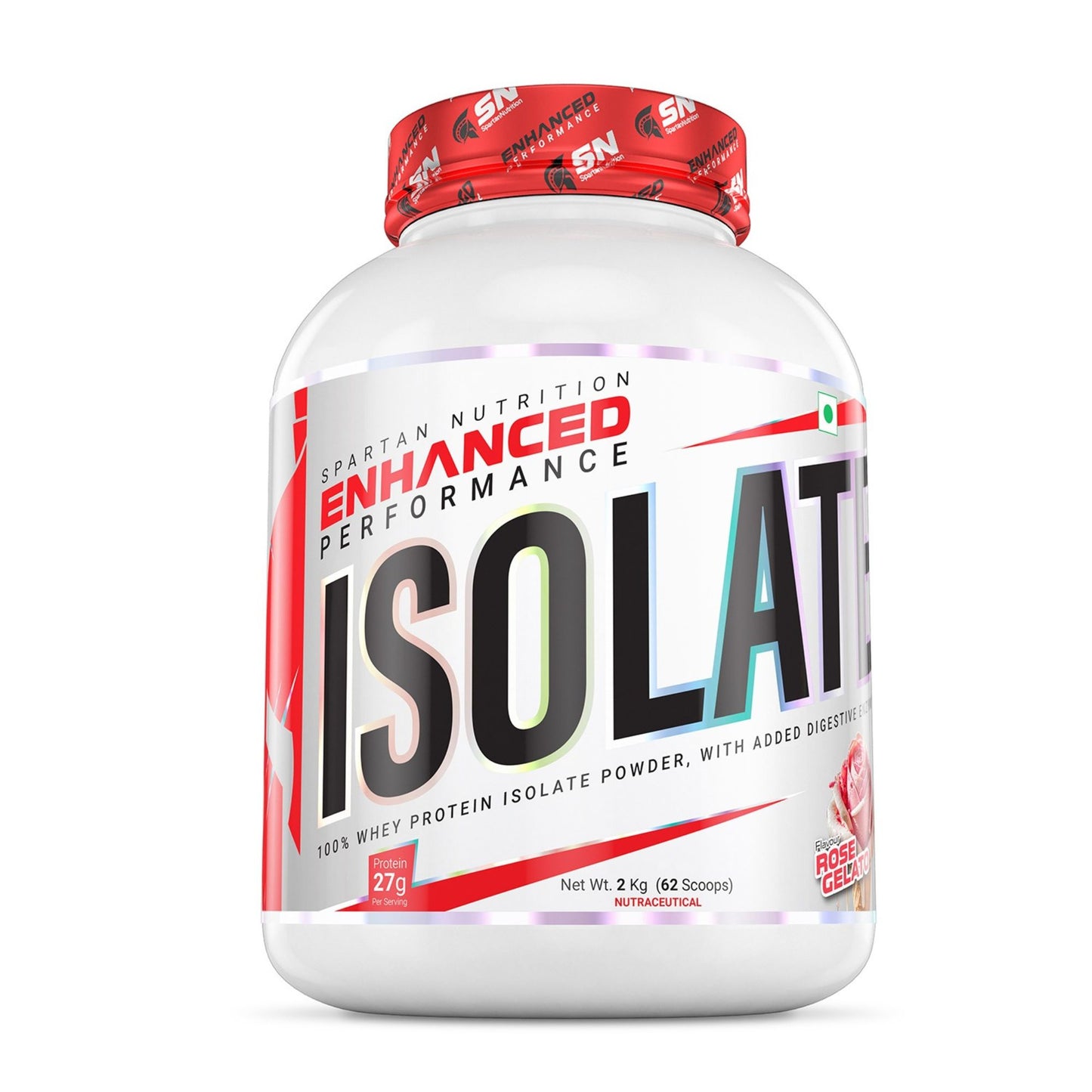 Spartan Nutrition Enhanced Performance Isolate Protein – 2 kg, Protein - 27 g, Low Calories- 117 Kcal and Zero Added Sugar