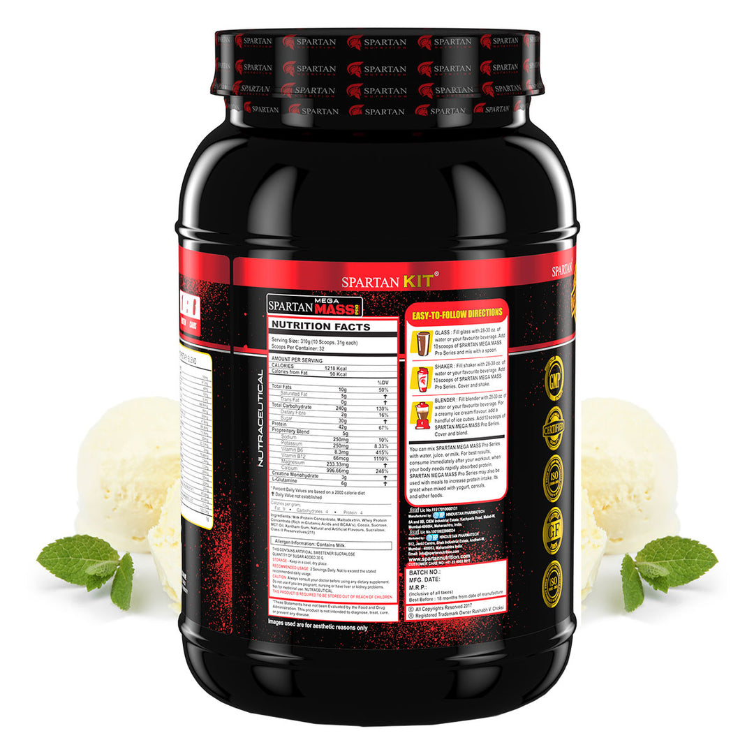 Mega Mass Pro High Protein and High Calorie Mass Gainer / Weight Gainer Powder - with Vitamins and Minerals.