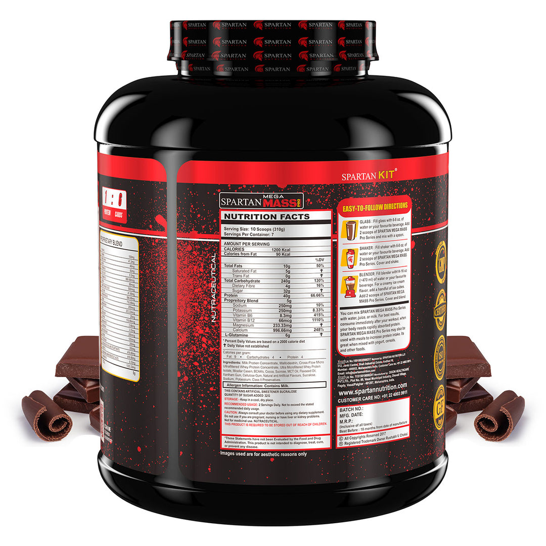 Mega Mass Pro High Protein and High Calorie Mass Gainer / Weight Gainer Powder - with Vitamins and Minerals.