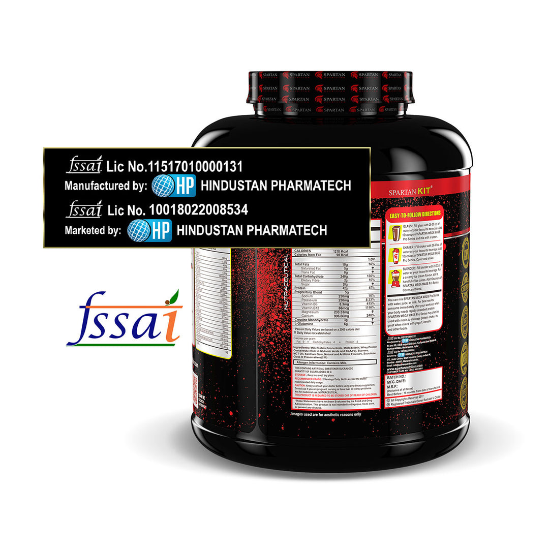 Mega Mass Pro High Protein and High Calorie Mass Gainer / Weight Gainer Powder - with Vitamins and Minerals.