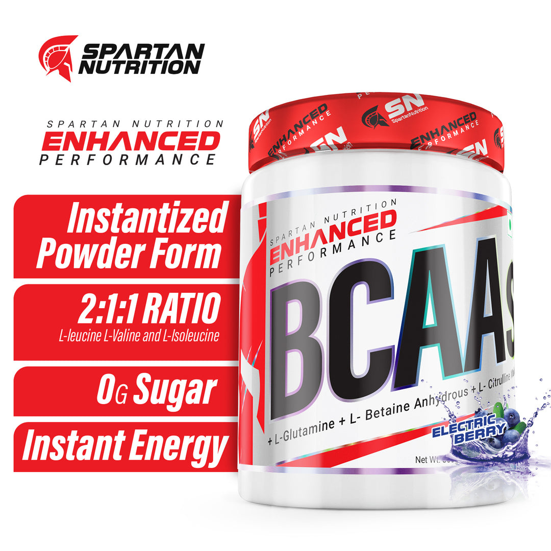 Enhanced Performance BCAAs - 360g, with L-Leucine – 3500mg, L-Glutamine - 2000 mg, L-Isoleucine - 1750 mg, L-Valine – 1750 mg, Per Serving.