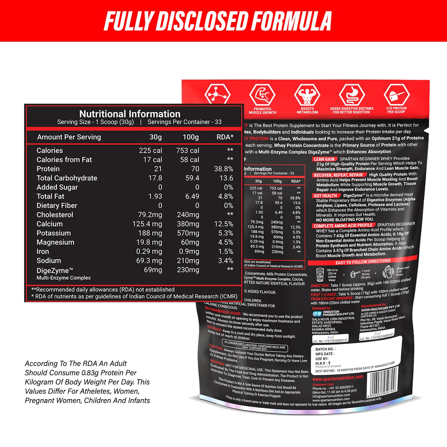 Spartan Nutrition Enhanced Beginner Whey Protein Supplement Powder Accelerates Muscle Building and Increases Body Strength - 33 Servings, 21g Protein. Chocolate Delight, 2.2 lbs