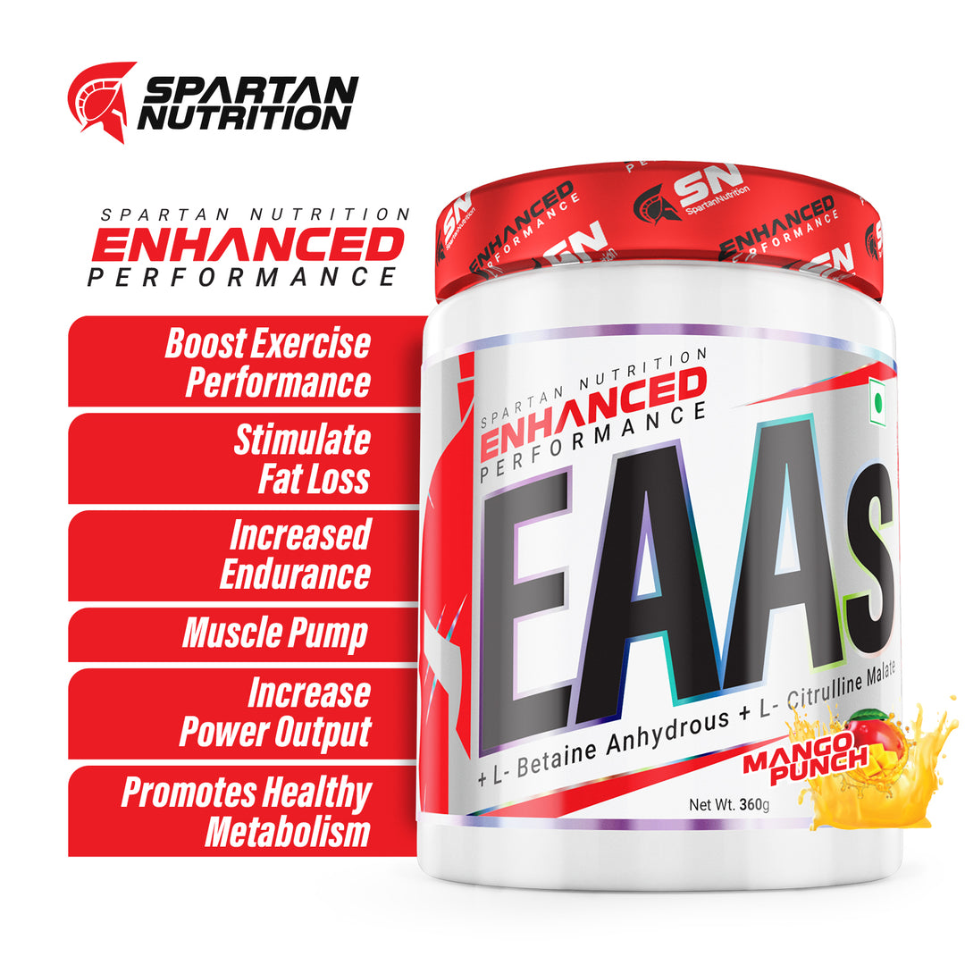 Enhanced Performance EAAs - 360g, with 9 Essential Amino Acids, L-Leucine – 3500mg, L-Isoleucine - 1500 mg, L-Valine – 1500 mg, Per Serving.