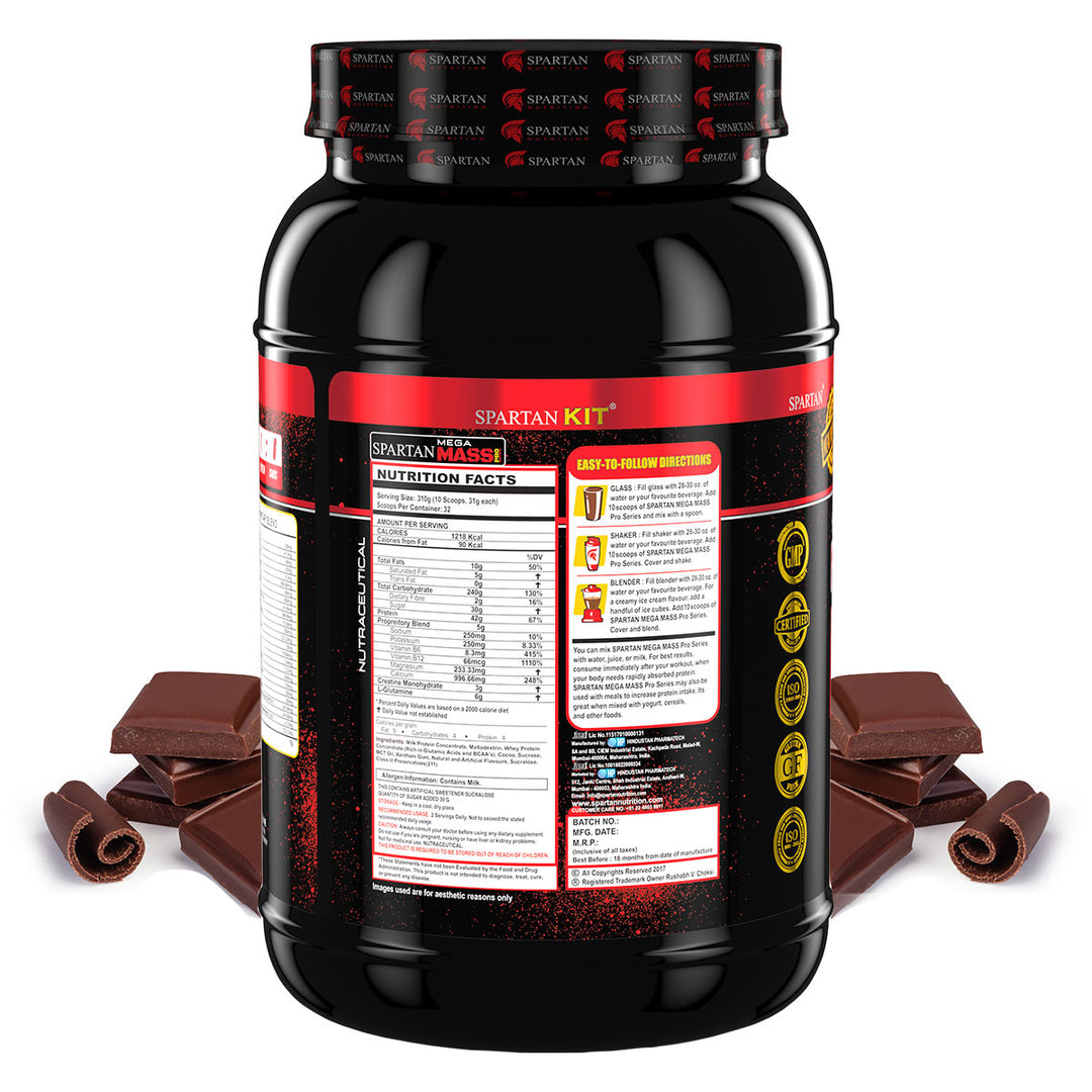 Mega Mass Pro High Protein and High Calorie Mass Gainer / Weight Gainer Powder - with Vitamins and Minerals.