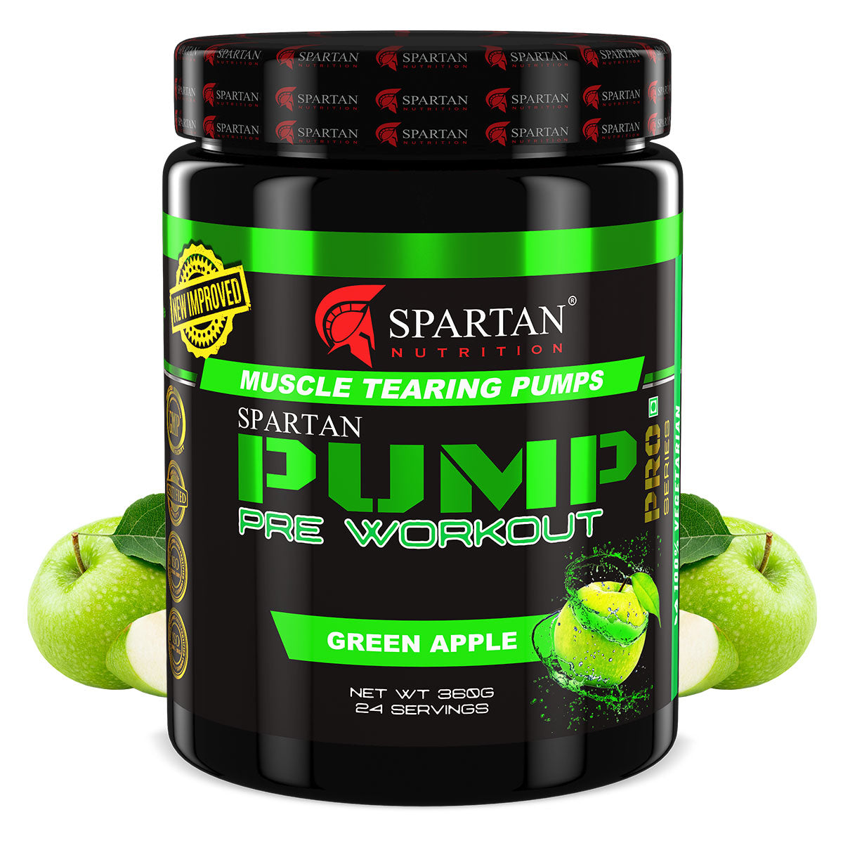 Spartan Nutrition Pump Pro Pre-workout - 360g (Orange) with Caffeine - 120mg , L-Taurine -500 mg, L-Arginine- 1000 mg , Beta alanine – 3750 mg, Creatine - 3000mg Per Serving