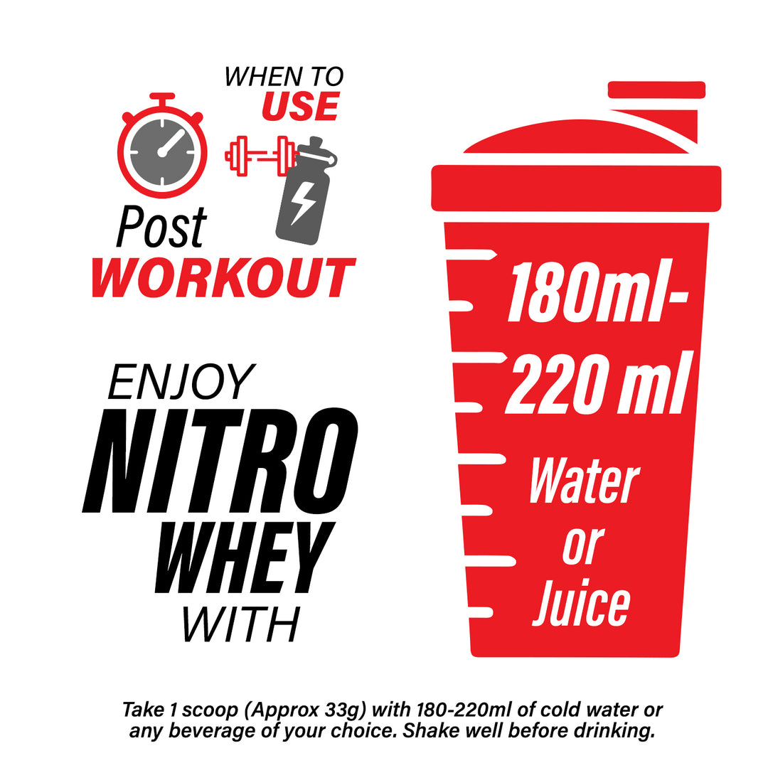 Enhanced Nitro Whey For Enhanced Lean Muscle, Strength & Recovery, 1kg (30 Servings) - Ultimate Chocolate