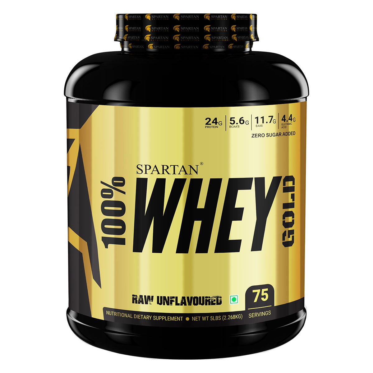 Spartan Nutrition 100% Whey Protein Gold - 5LBS, (Raw Unflavoured) with Protein - 24g, Calories - 117Kcal, BCAA’s – 5.6g, 11.7g EAAS’s, Glutamic Acid - 4.4g Per Serving and Zero Added Sugar